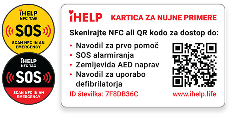 SOS-NFC-QR-Aufkleber oder -Karte für AED, Erste Hilfe und Erste-Hilfe-Set