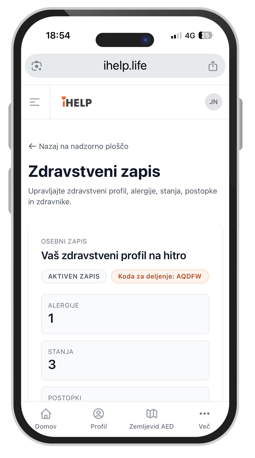iHELP platforma: Zdravstvena kartoteka