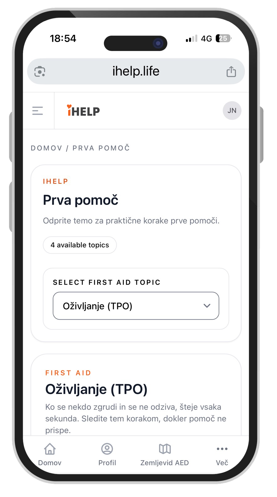 iHELP platforma: Prva pomoč