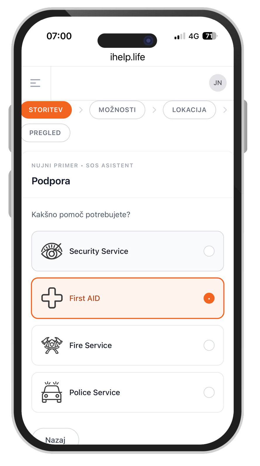 iHELP SOS alarmiranje: Kakšno pomoč rabimo
